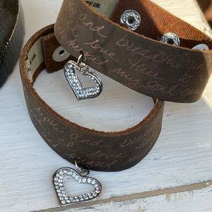 Buy 1 get 1 FREE Leather Snap Bracelet Drop Heart